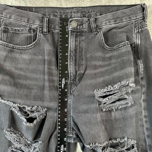 American Eagle Jeans Womens 12 Relaxed Mom Distressed Holes Baggy Motherhood - Picture 10 of 13